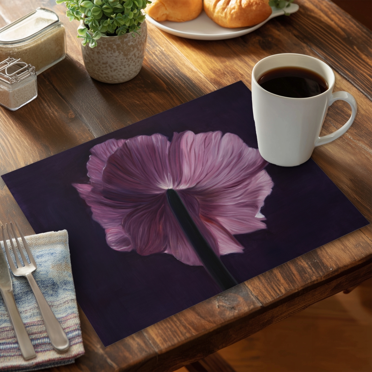 Picture of Begin Home Decor C6PP1418Q3BRGH 14 x 18 in. Purple Petals Polyester Placemat - Elegant Home Decor Accent - Set of 6
