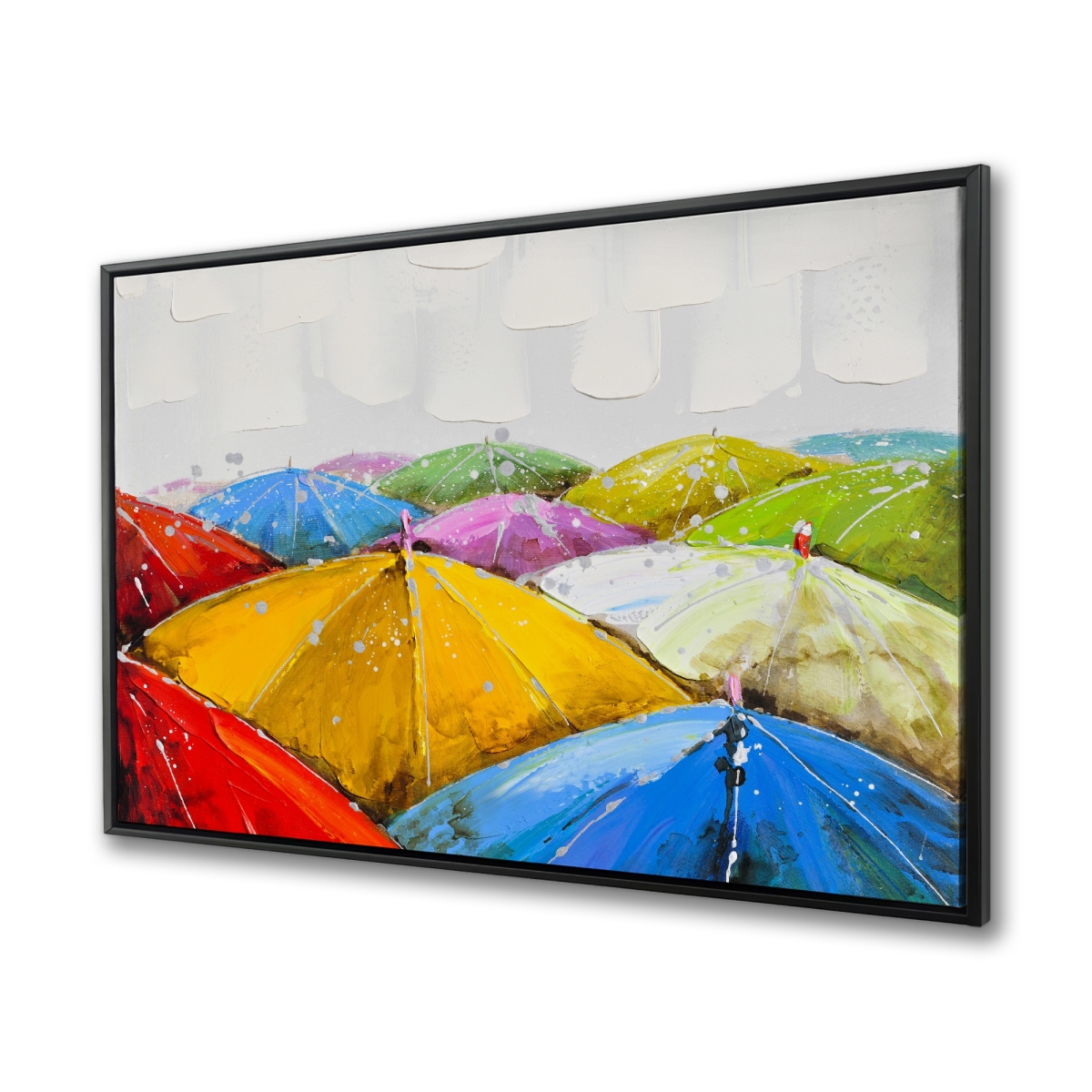 C1FC3648KWZK1M 36 x 48 in. Colorful Umbrellas Under the Rain - Framed Canvas Art for Home
