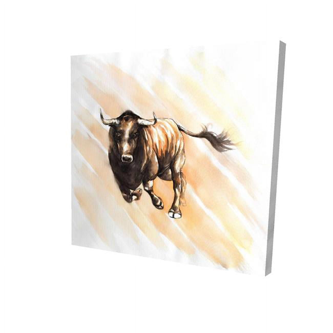 32 x 32 in. Bull Running Watercolor-Print on Canvas