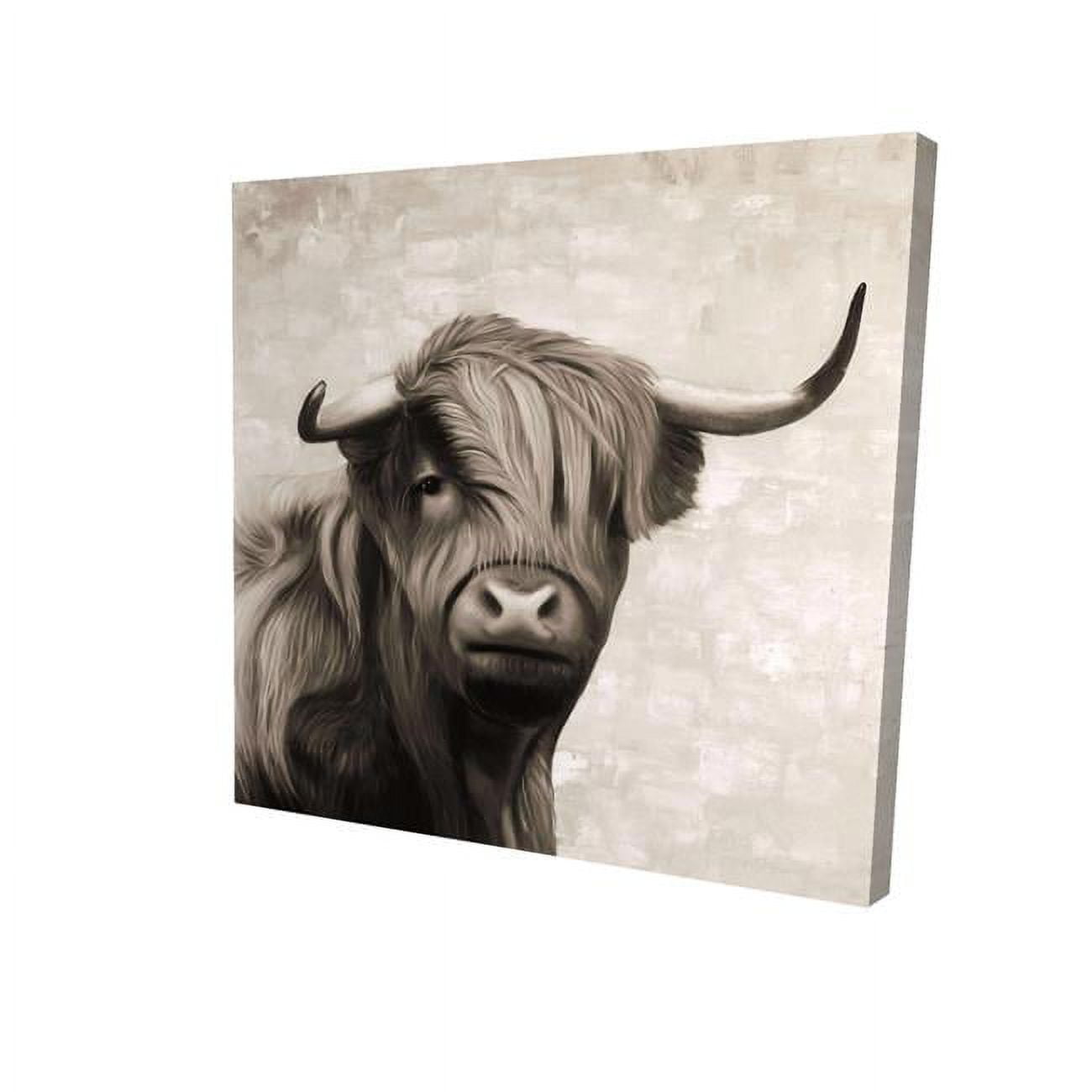 32 x 32 in. Highland Cattle Sepia-Print on Canvas