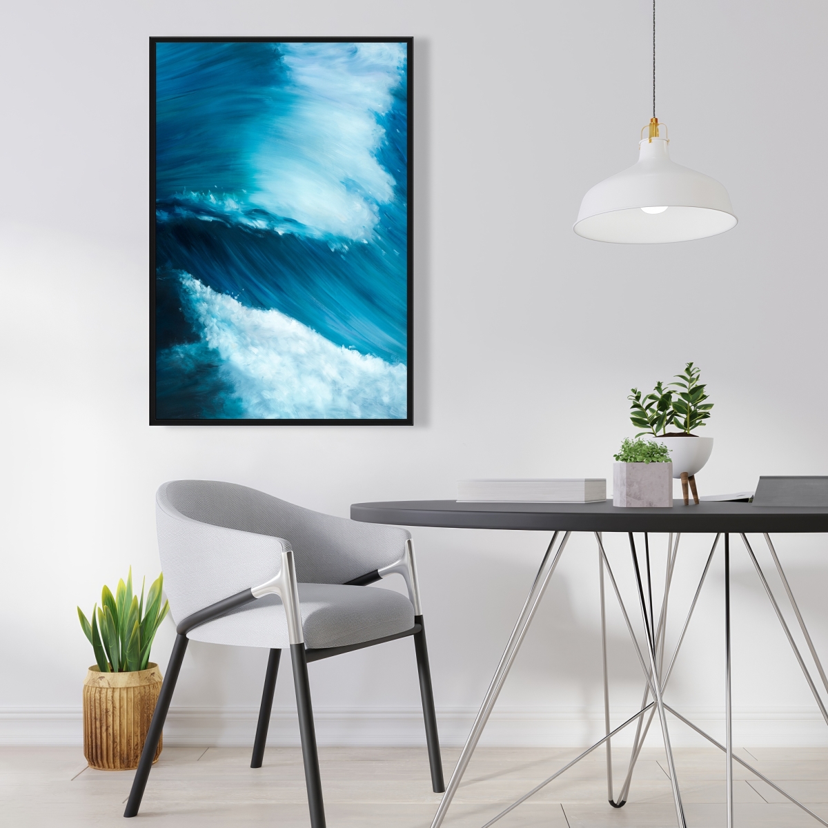 C1FC2436BO12HA 24 x 36 in. Unleashed Sea - White Framed Canvas for Home Decor