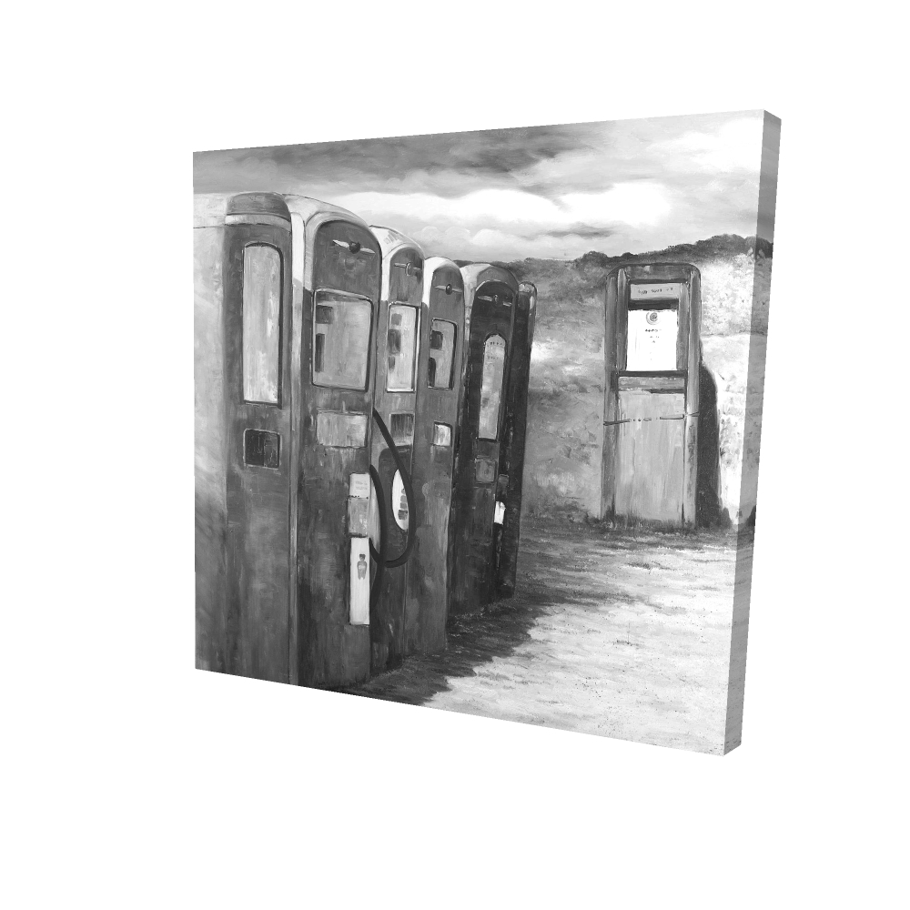 2080-0808-SL13-1 8 x 8 in. Still Life Monochrome Canvas - Old Gas Pumps Home Decor