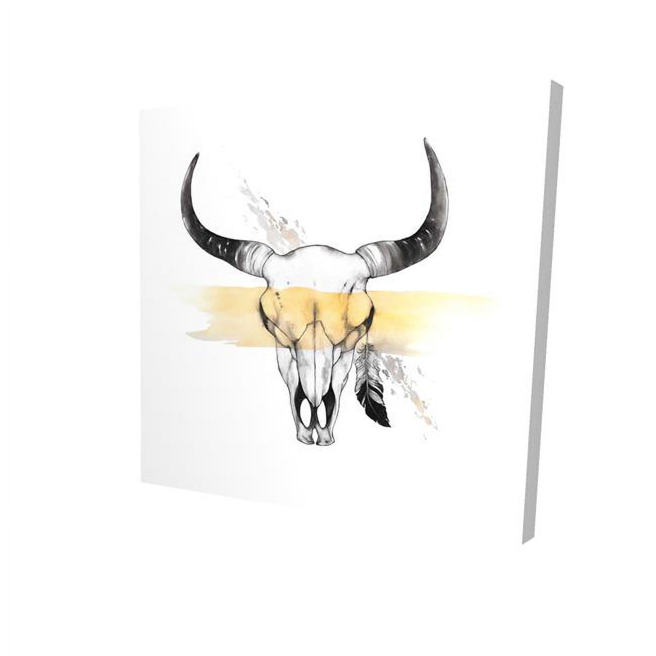 32 x 32 in. Cow Skull with Feather-Print on Canvas