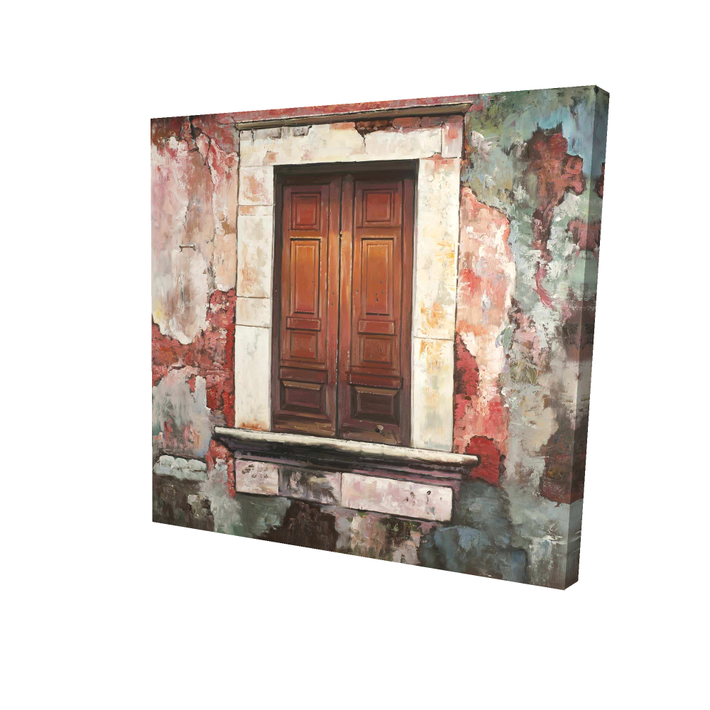2080-0808-SL8 8 x 8 in. Door of An Old Red Building - Brown Canvas Still Life Decor