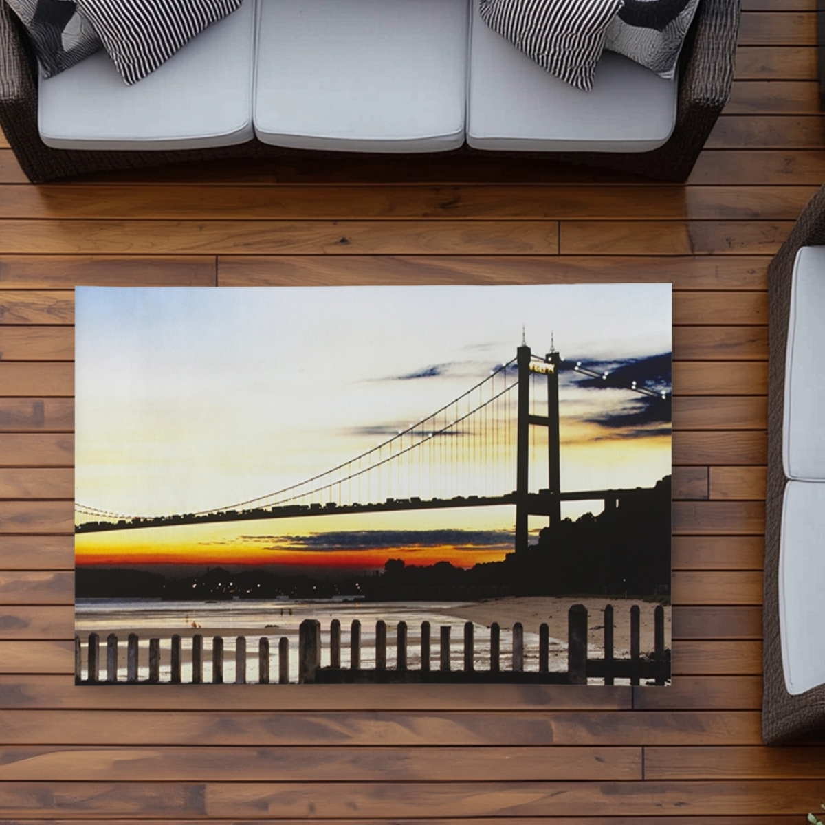 C1ROAR35CZWXMD 3 x 5 ft. Bridge By Sunset - Hyperrealist Outdoor Area Rug for Decor - Rectangle