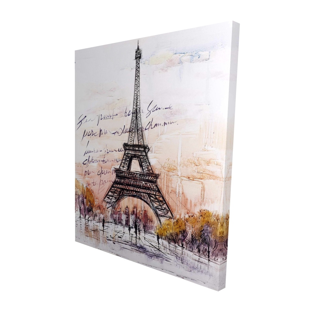 2080-6048-CI121 48 x 60 in. Eiffel Tower Sketch Canvas - Handwritten Message Home Decor