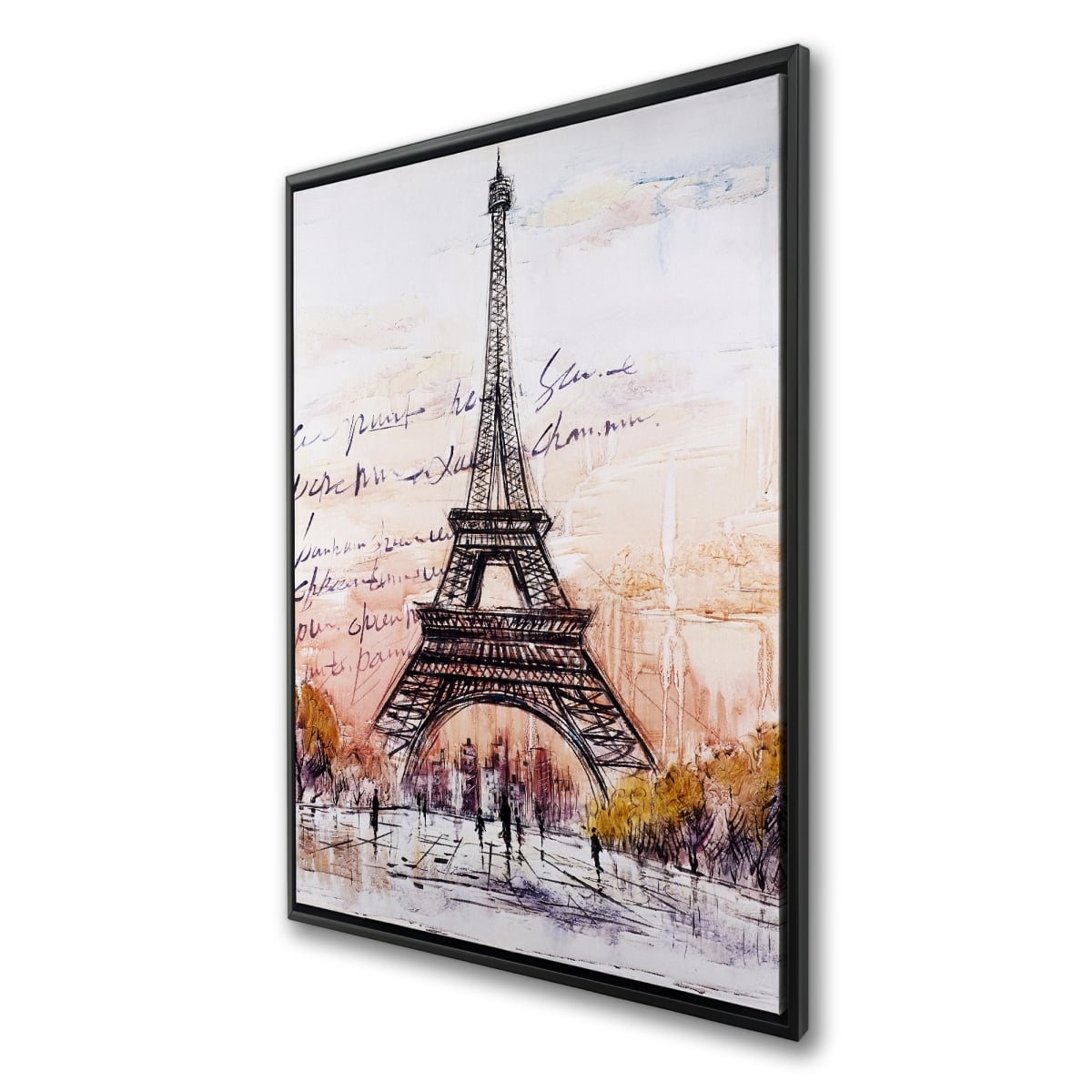C1FC2436FG7BD3 24 x 36 in. Eiffel Tower Sketch Canvas - Handwritten Message - Home Decor