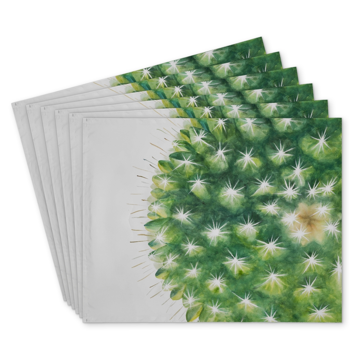 Picture of Begin Home Decor C6PP1418UH2O33 14 x 18 in. Watercolor Mini Cactus Polyester Placemat - Home Decor - Set of 6