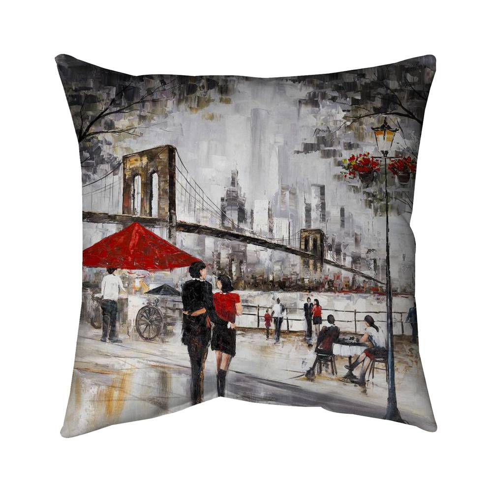 5542-2020-ST25 20 x 20 in. Couple in   York City - Gray Man Outdoor Throw Pillow