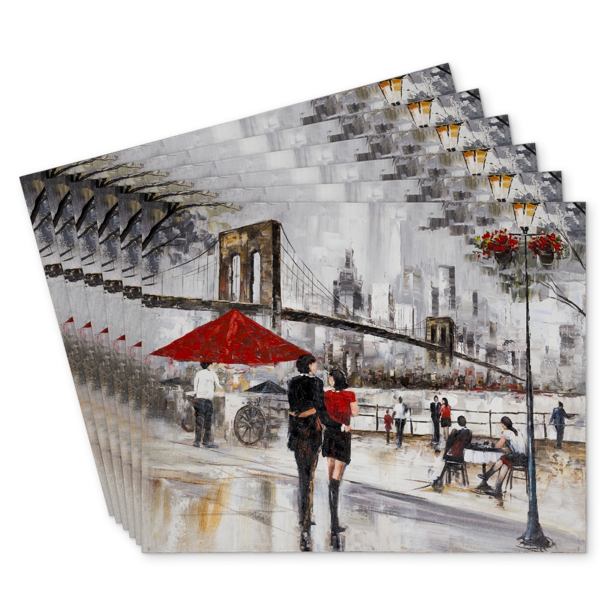 Picture of Begin Home Decor C6PP1418WYM1H1 14 x 18 in. Couple in   York City Polyester Placemat - Home Decor - Set of 6