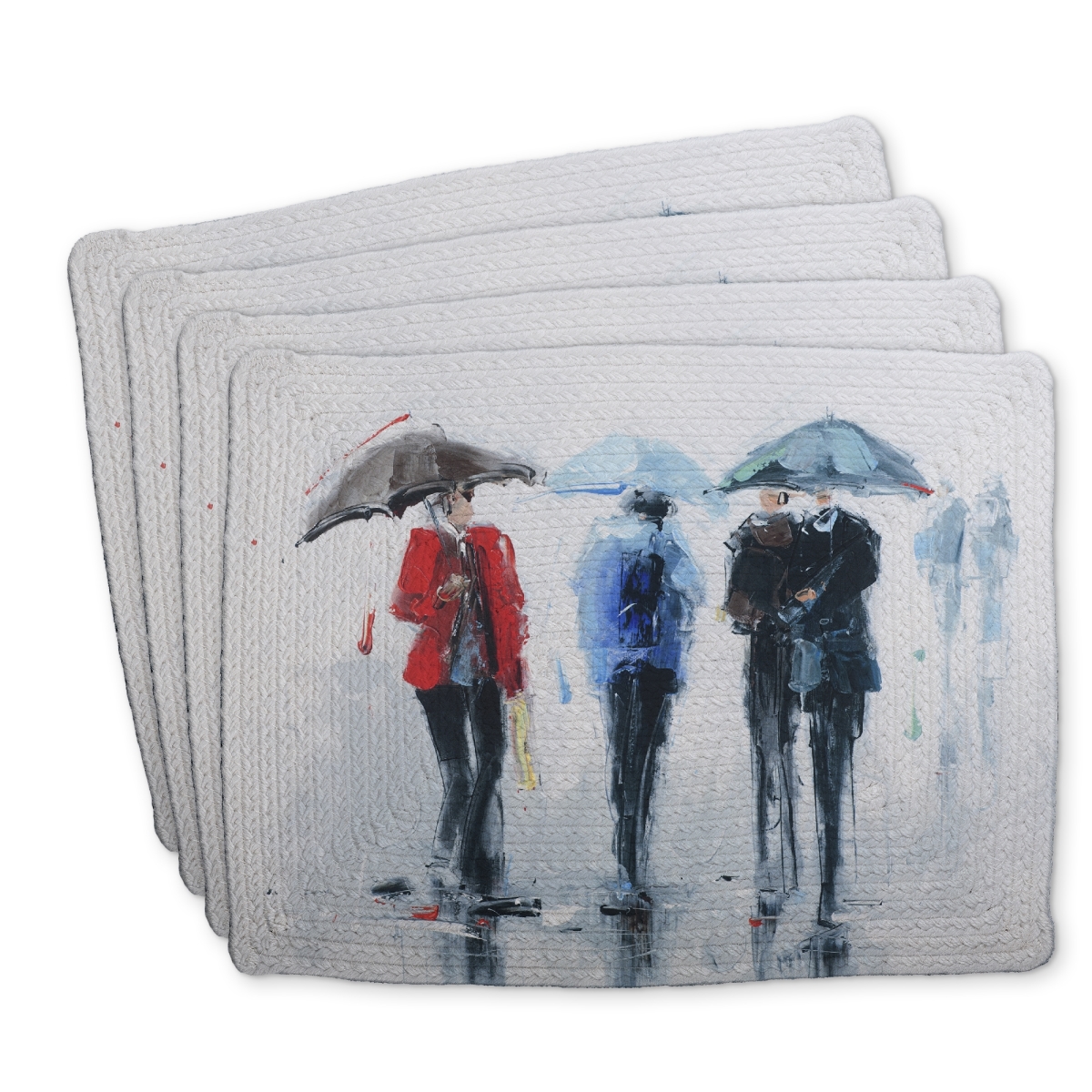 Picture of Begin Home Decor C4BP1418GHTR12 14 x 18 in. Spring Shower Braided Polyester Placemat - Home Decor Accent - Set of 4