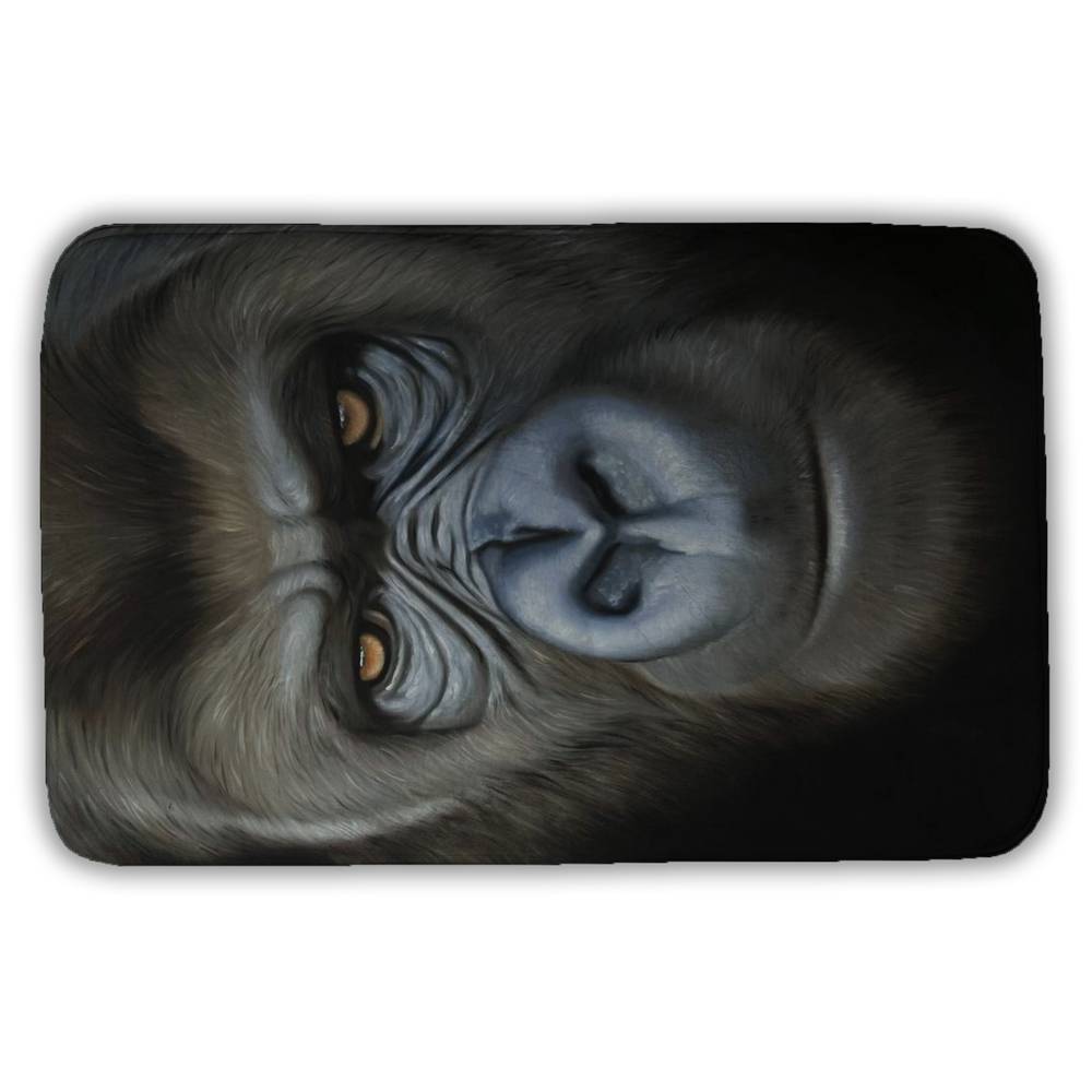 5930-3421-AN462 21 x 34 in. Gorilla Face Hyperrealist Gray Bath Mat for Home Decor