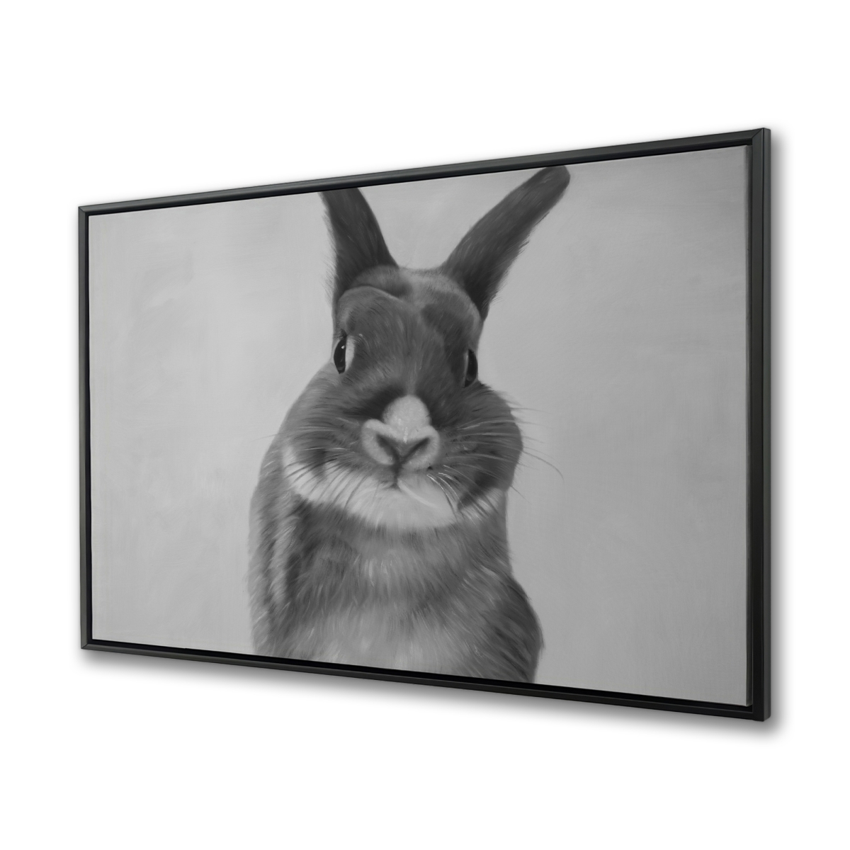 C1FC3648EI05O9 36 x 48 in. Funny Gray Rabbit - Hyperrealist Animals Framed Canvas Decor