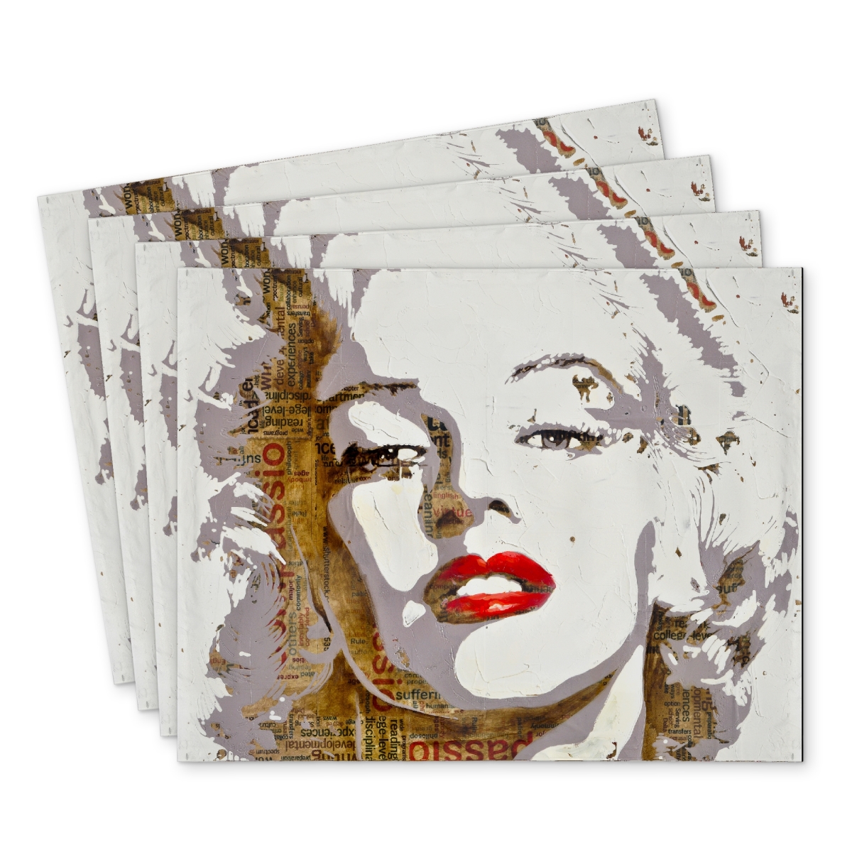 Picture of Begin Home Decor C4PP1418D40R3N 14 x 18 in. Marilyn Monroe Typography Polyester Placemat - Home Decor - Set of 4