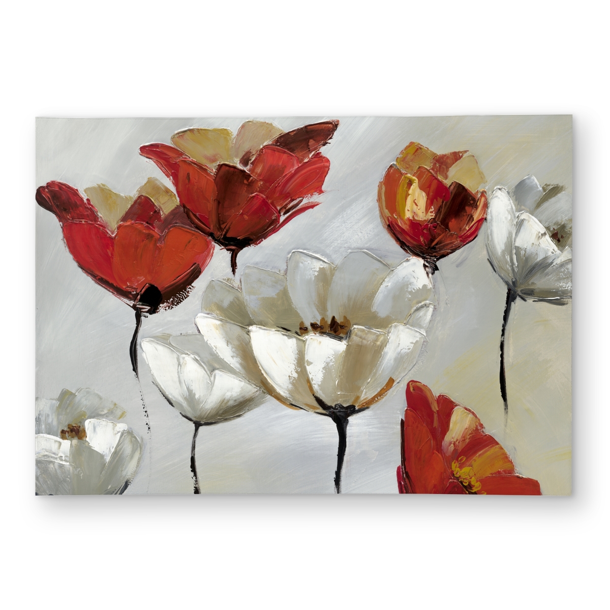 C1ROAR57M4XKFT 5 x 7 ft. Abstract Red & White Flowers - Romantic Outdoor Area Rug - Rectangle