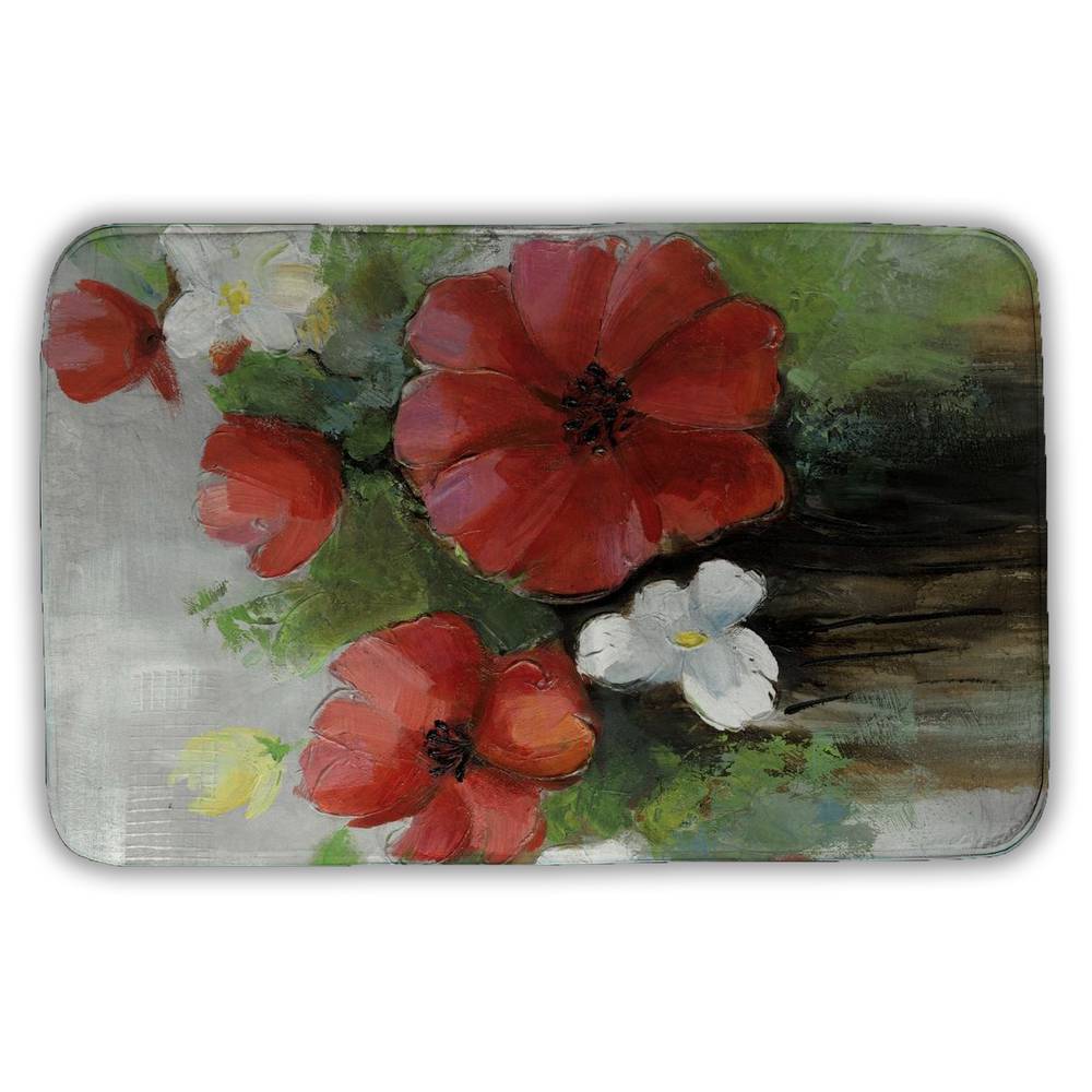 5930-3421-FL4 21 x 34 in. Abstract Wild Flowers Bundle - Modern Bath Mat for Home Decor