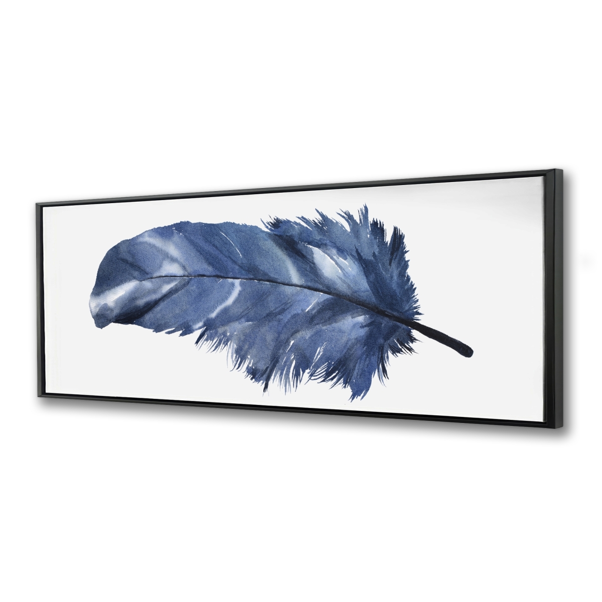 C1FC1648DWNFJP 16 x 48 in. Blue Feather - Blue Framed Canvas Art for Home Decor