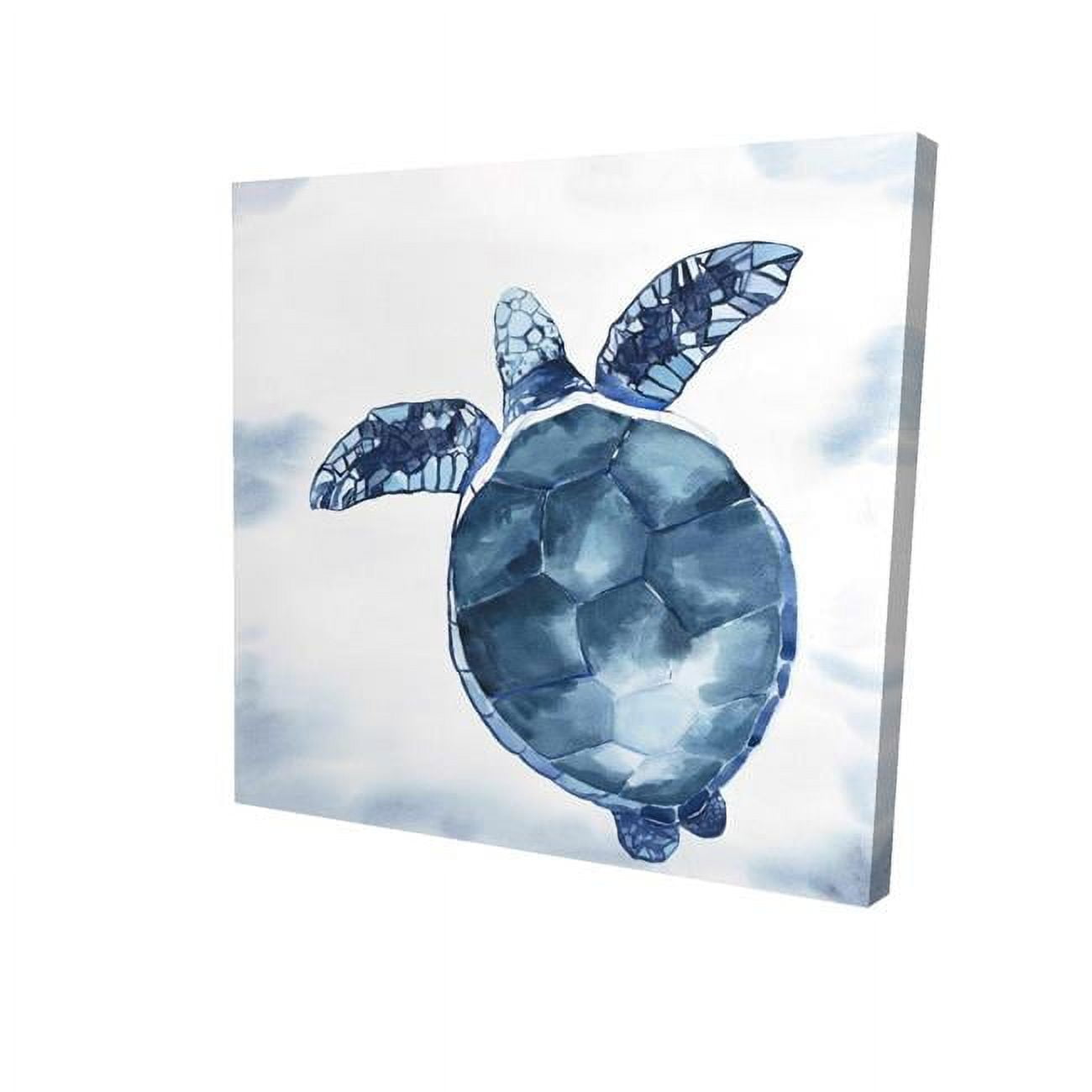 32 x 32 in. Watercolor Blue Turtle-Print on Canvas