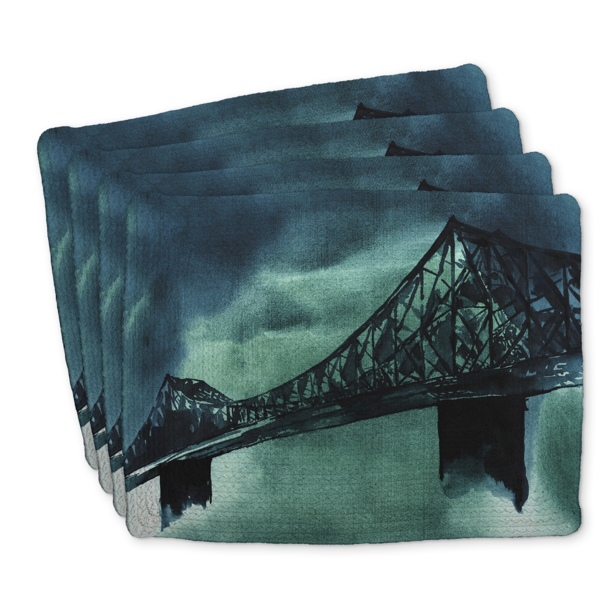 Picture of Begin Home Decor C4BP1418HSJ4PP 14 x 18 in. Montreal Jacques-Cartier Bridge Braided Polyester Placemat - Home Decor - Set of 4