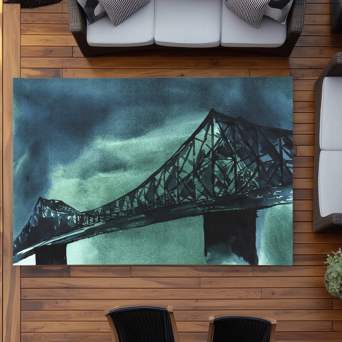 C1ROAR57M3C3O7 5 x 7 ft. Montreal Jacques-Cartier Bridge Outdoor Area Rug - Home Decor - Rectangle