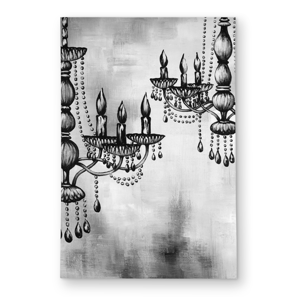 C1ROAR23SYZQCK 2 x 3 ft. Two Crystal Chandeliers - Gray Still Life Outdoor Area Rug - Rectangle