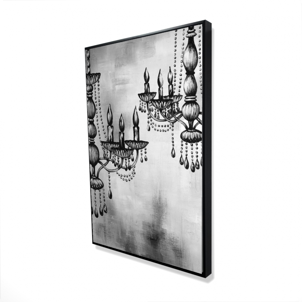 2081-3624-SL3 24 x 36 in. Two Crystal Chandeliers - Still Life Monochrome Canvas Art