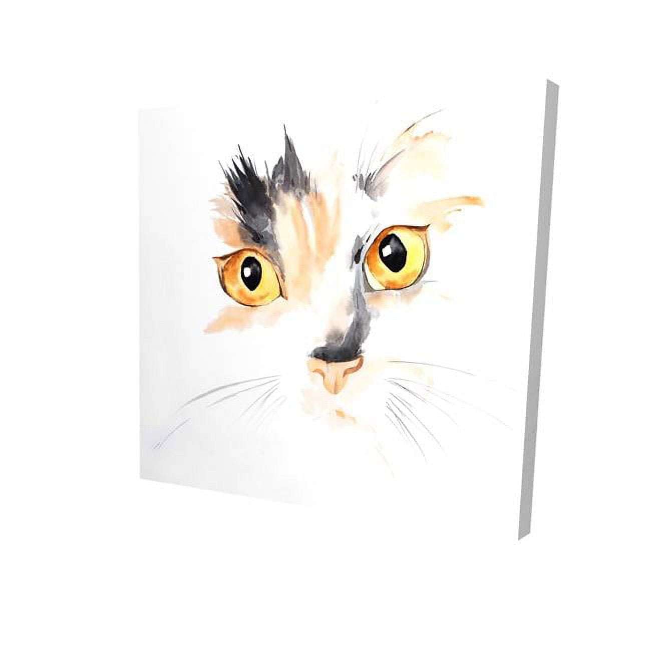 32 x 32 in. Watercolor Cat Face Closeup-Print on Canvas