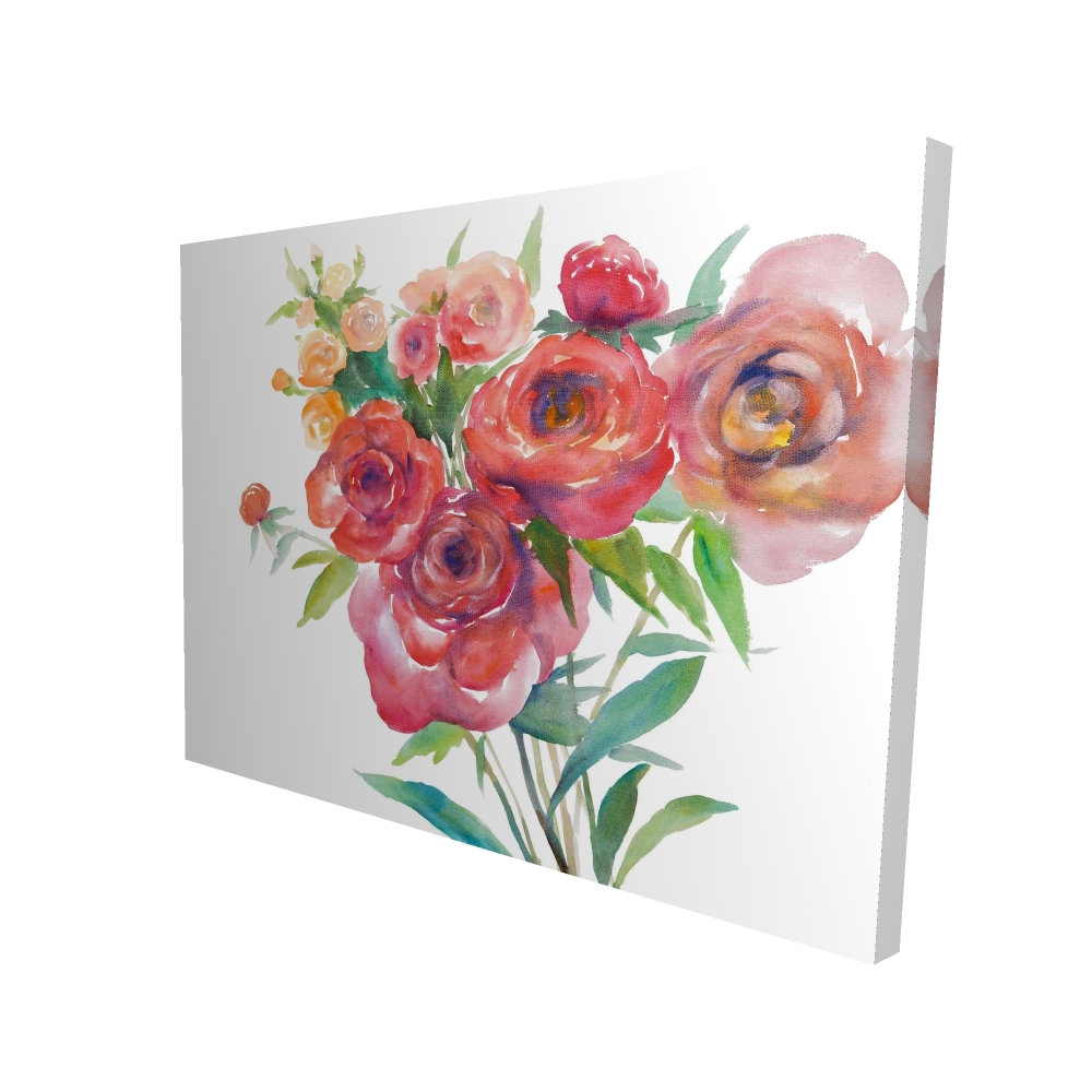 2080-3648-FL156 36 x 48 in. Watercolor Bouquet of Flowers - Botanical Canvas for Home Decor