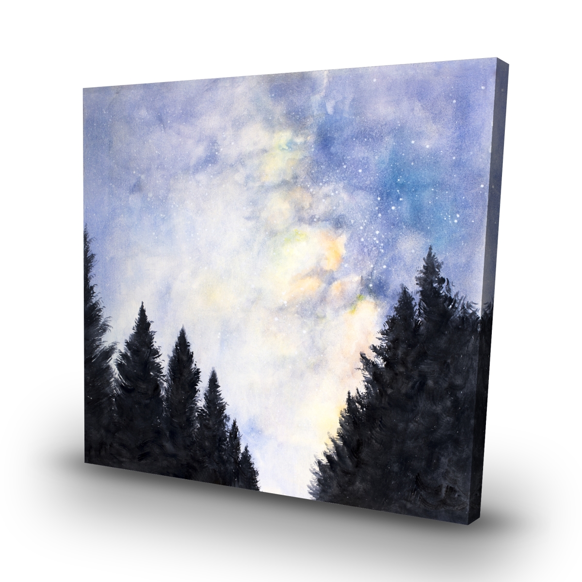 C1RC3232VLAEPF 32 x 32 in. Starry Sky in Forest - Bedroom Trees Canvas for Home Decor