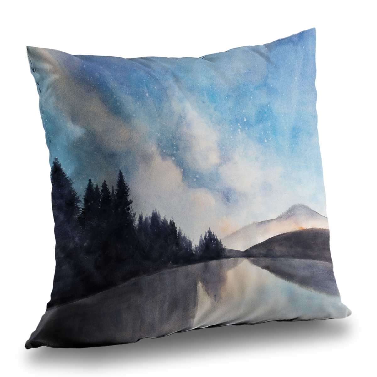 C1PC141480363F 14 x 14 in. Lakeview By Night - Blue Poly Twill Throw for Home Decor