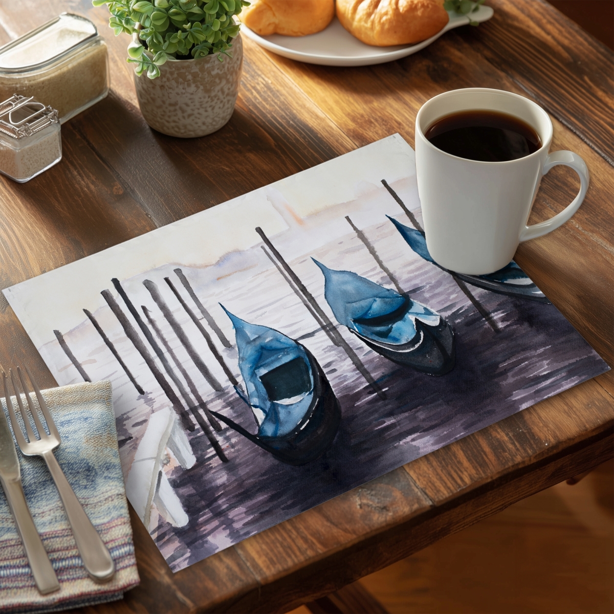 Picture of Begin Home Decor C4PP1418ZAII77 14 x 18 in. The Gondola in Italy - Polyester Placemat for Home Decor - Set of 4