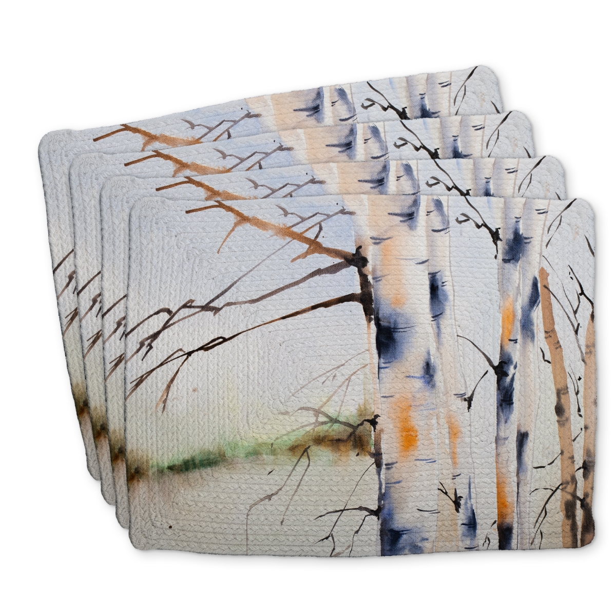 Picture of Begin Home Decor C4BP1418JIRF8J 14 x 18 in. Birches Trunks - Braided Polyester Placemats for Home Decor - Set of 4