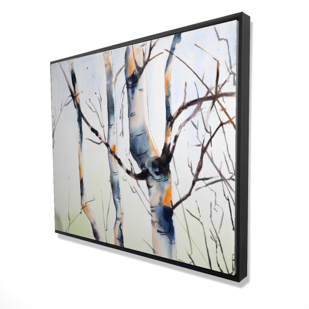 2081-4860-LA133 48 x 60 in. Three Small Birch Trees - Framed Canvas for Office Decor