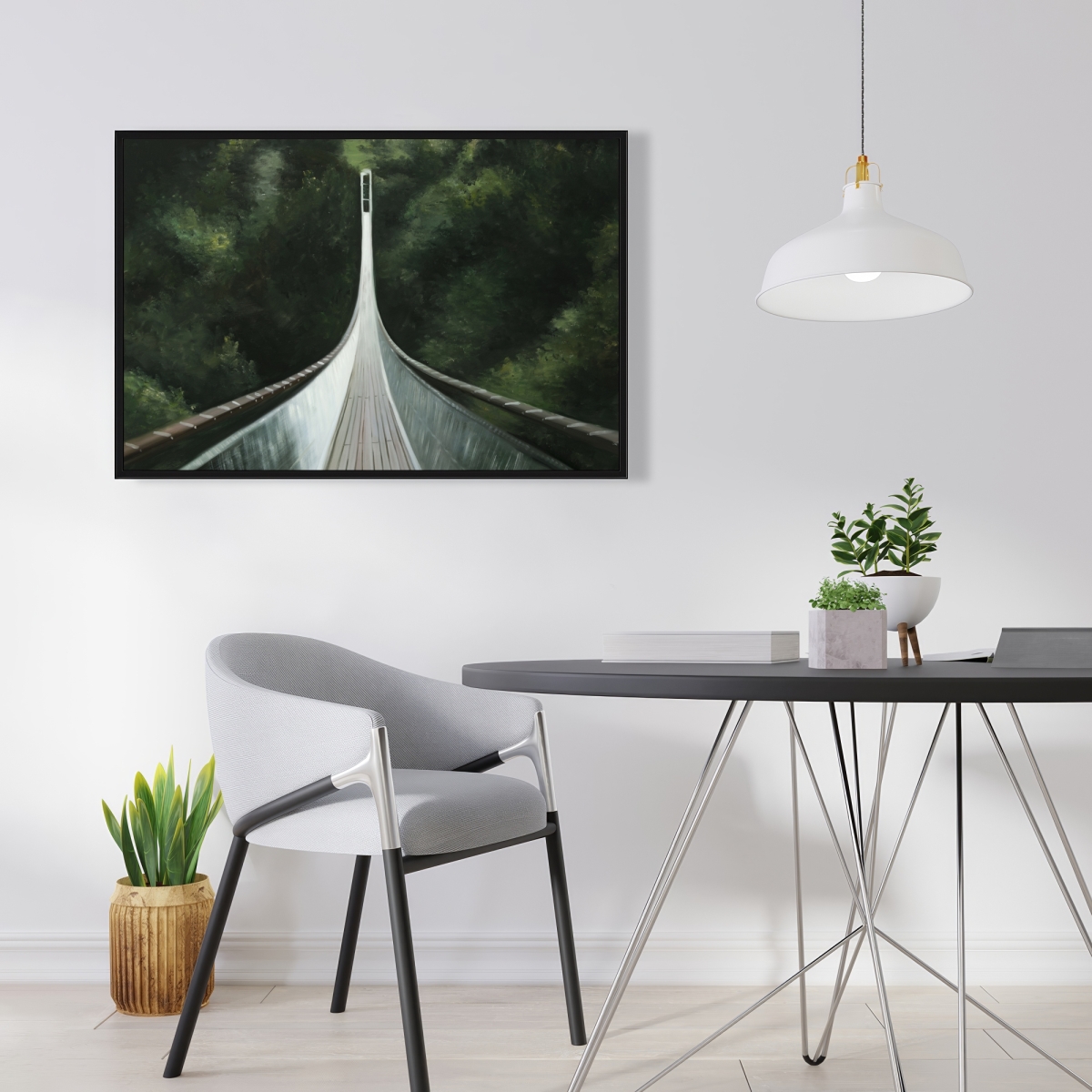 C1FC2436UF0SI8 24 x 36 in. Steep Bridge - Modern Office Framed Canvas Home Decor