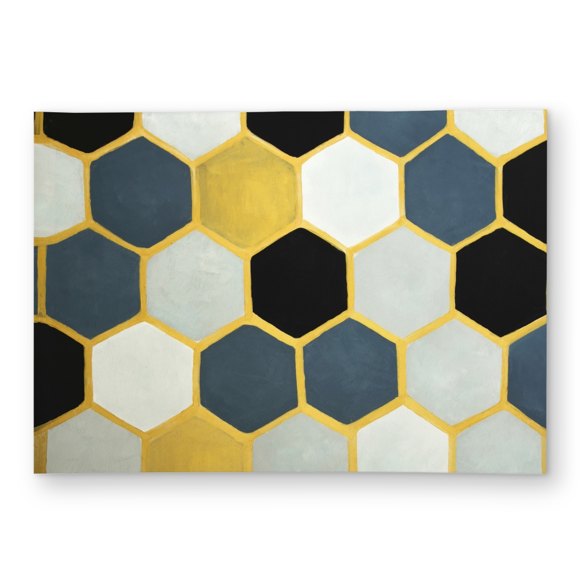C1ROAR57YIRORR 5 x 7 ft. Blue Cells Gold Patterns Outdoor Area Rug for Home Decor - Rectangle