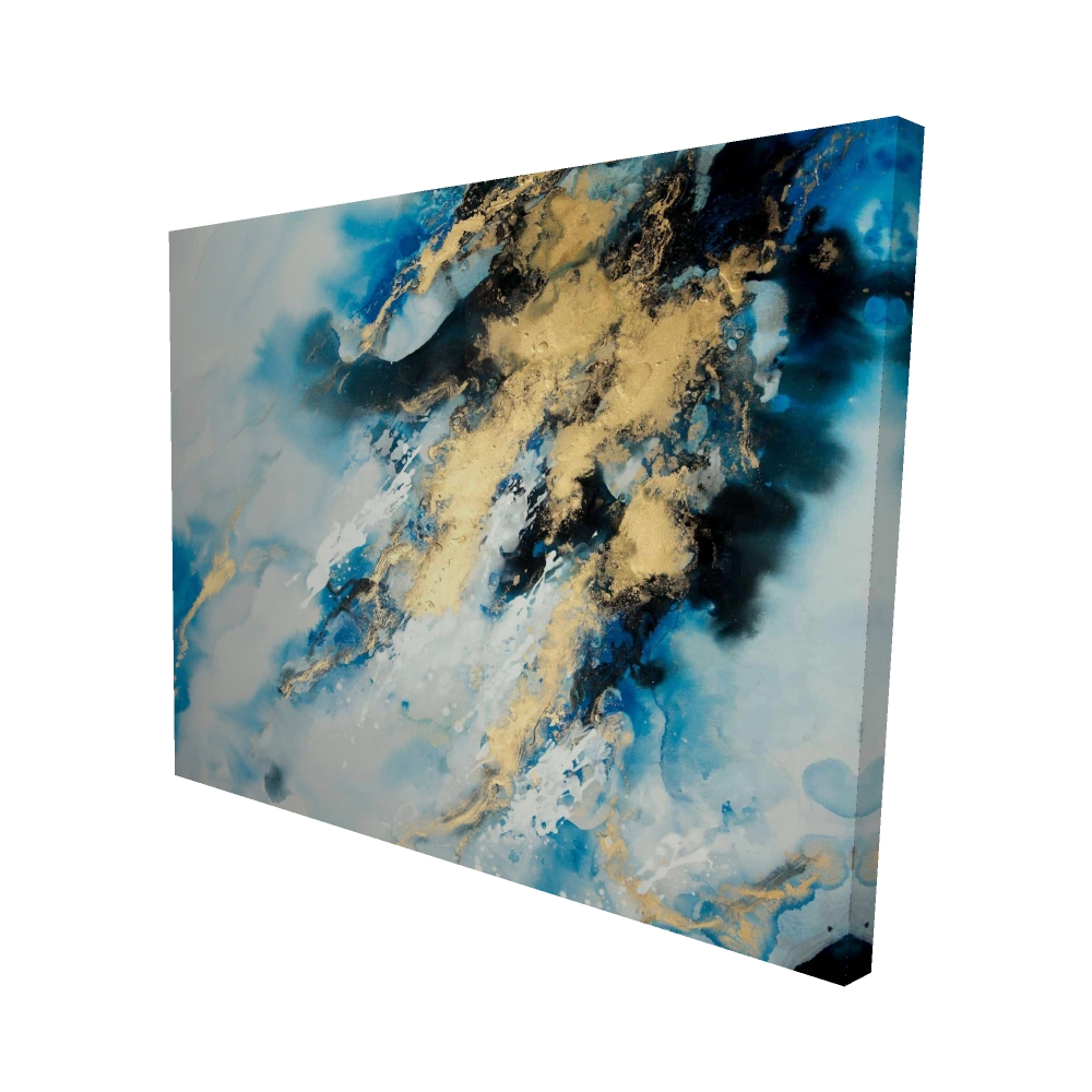 2080-4860-AB62 48 x 60 in. Blue Marble Bathroom Abstract Canvas - Home Decor Art