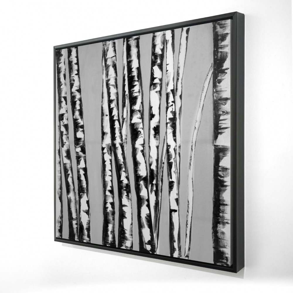 2081-3636-LA51-2 36 x 36 in. Birches Intersecting - Gray Framed Canvas Home Decor