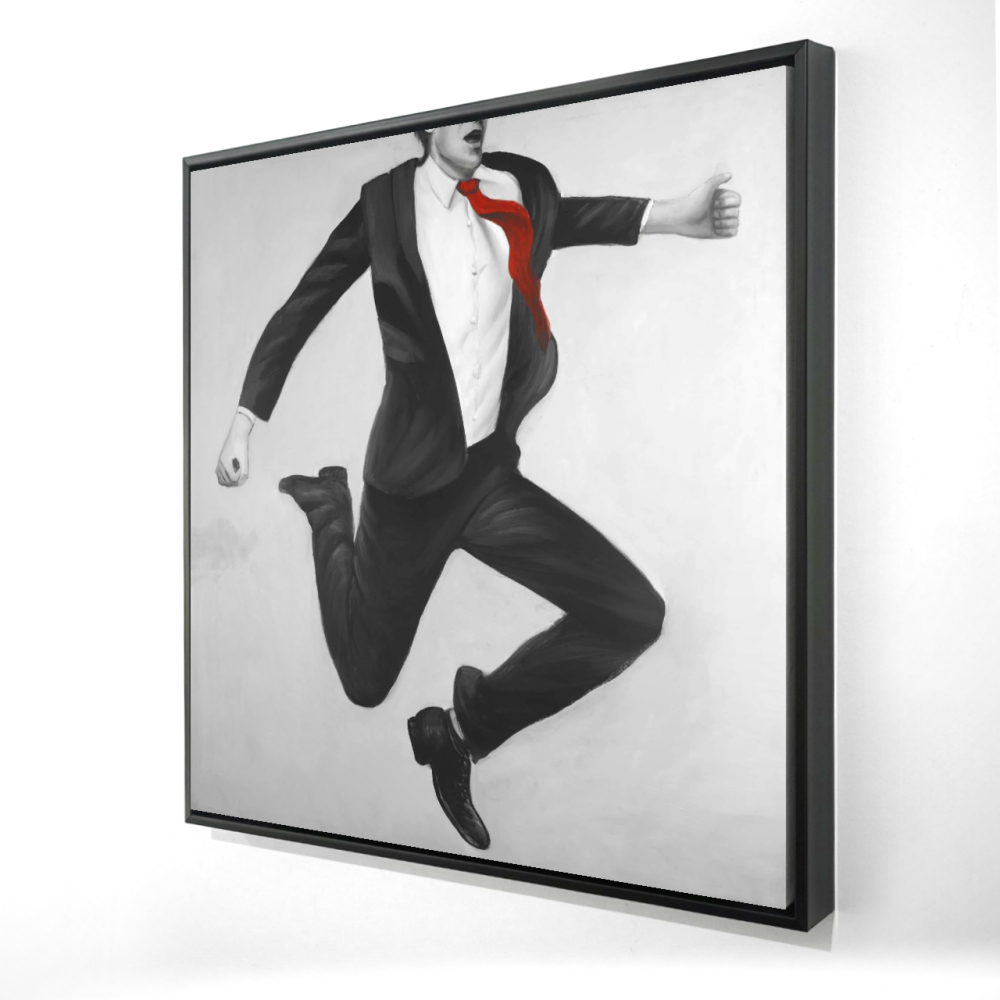 2081-3636-FA10 36 x 36 in. Happy Classic Man - Red Framed Canvas for Home Decor