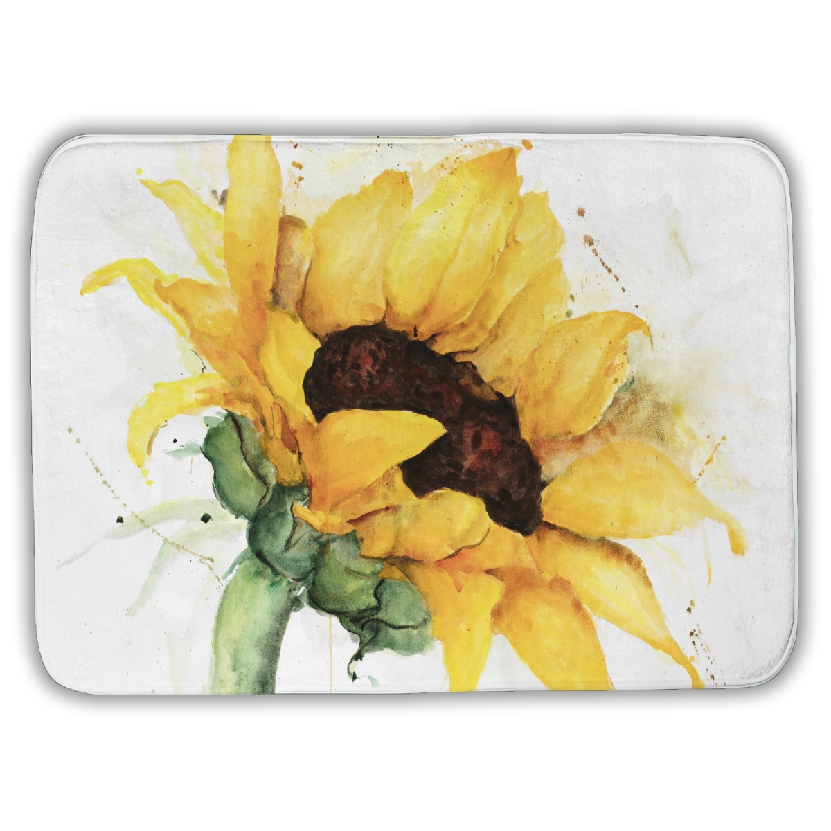 C1BM1724VCKI7O 17 x 24 in. Watercolor Sunflower with Paint Splash - Rustic Bath Mat