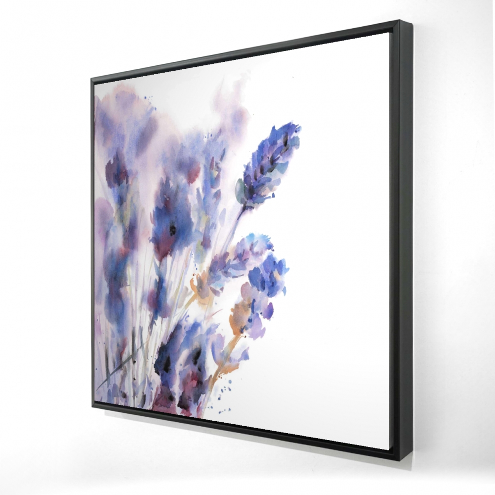 2081-3636-FL229 36 x 36 in. Watercolor Lavender Flowers - Farmhouse Botanical Canvas Art
