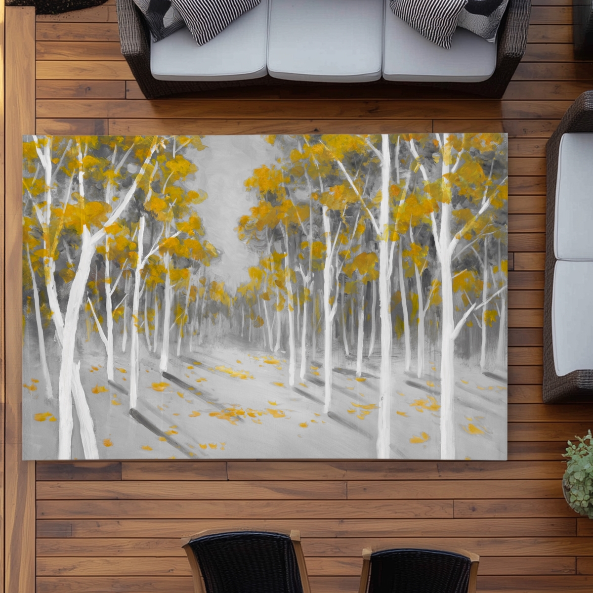 C1ROAR578FINAP 5 x 7 ft. Yellow Birch Forest Rug - Contemporary Landscapes Outdoor Decor - Rectangle
