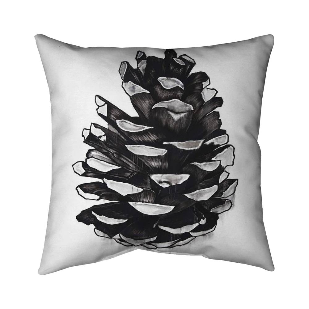5543-2626-MI99 26 x 26 in. Pine Cone - Office Black Poly Twill Throw for Home Decor