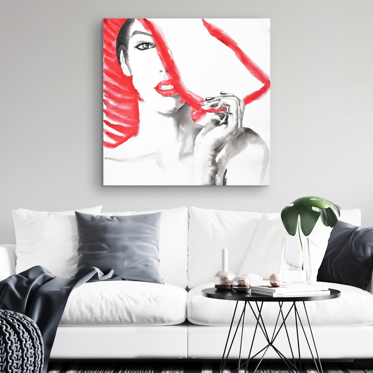 C1RC32325BC8GB 32 x 32 in. Woman with Big Hat Canvas - White Bedroom Decor Art
