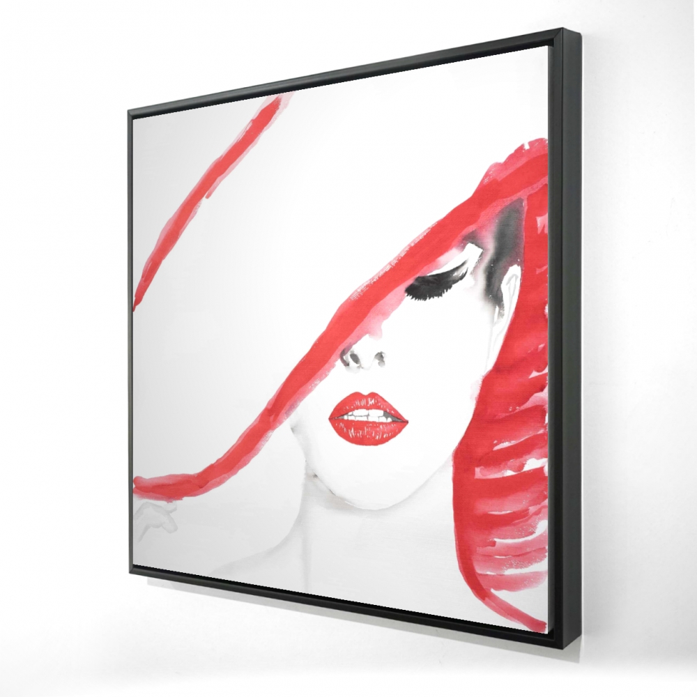 2081-3636-FI74 36 x 36 in. Woman with a Summer Hat - Framed Canvas Home Decor Art