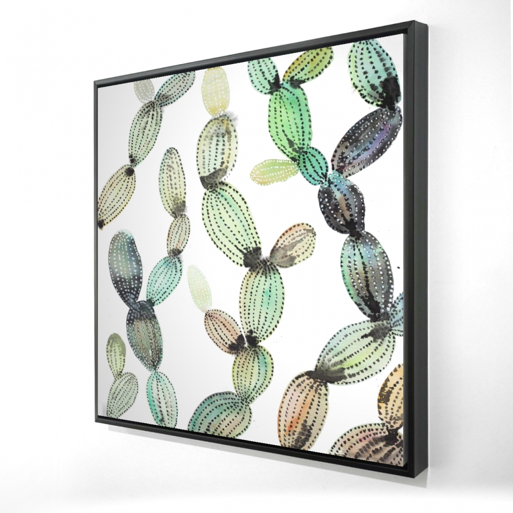 2081-3636-FL314 36 x 36 in. Cactus Pattern - Floral Botanical Framed Canvas for Home Decor
