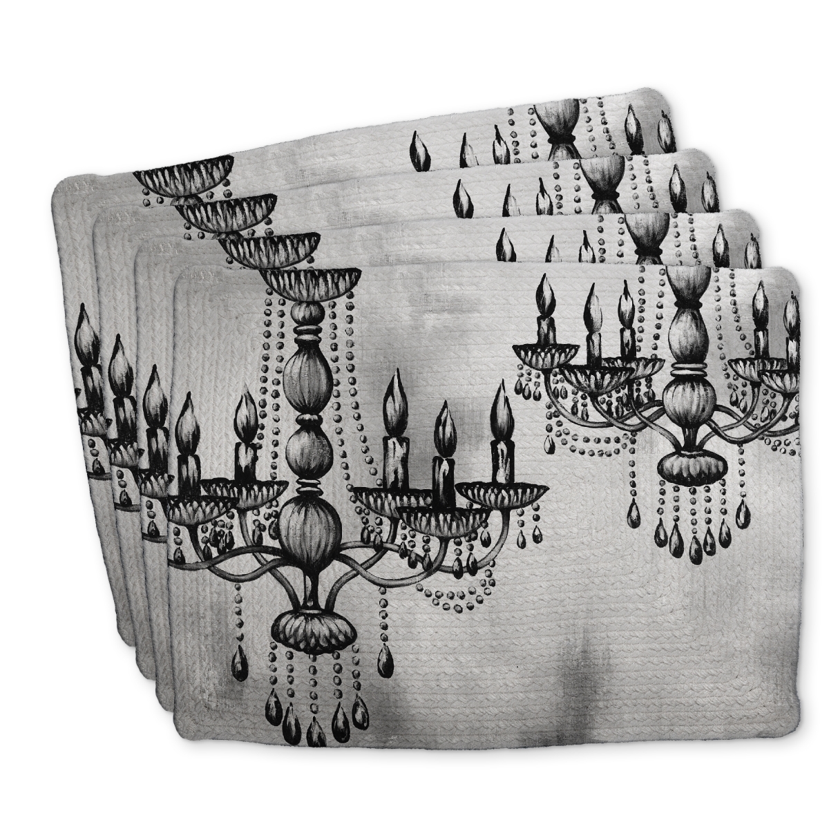 Picture of Begin Home Decor C4BP141830WXI4 14 x 18 in. Two Crystal Chandeliers - Braided Polyester Placemat for Home Decor - Set of 4