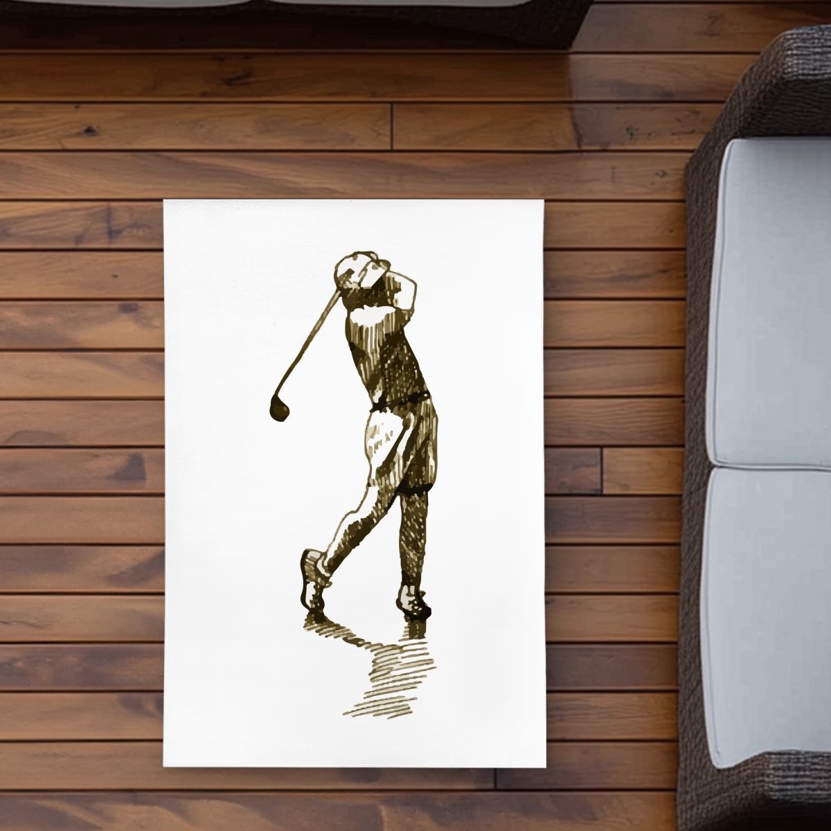 C1ROAR23VRIO6L 2 x 3 ft. Illustration of a Golfer - Outdoor Area Rug for Man Cave Decor - Rectangle