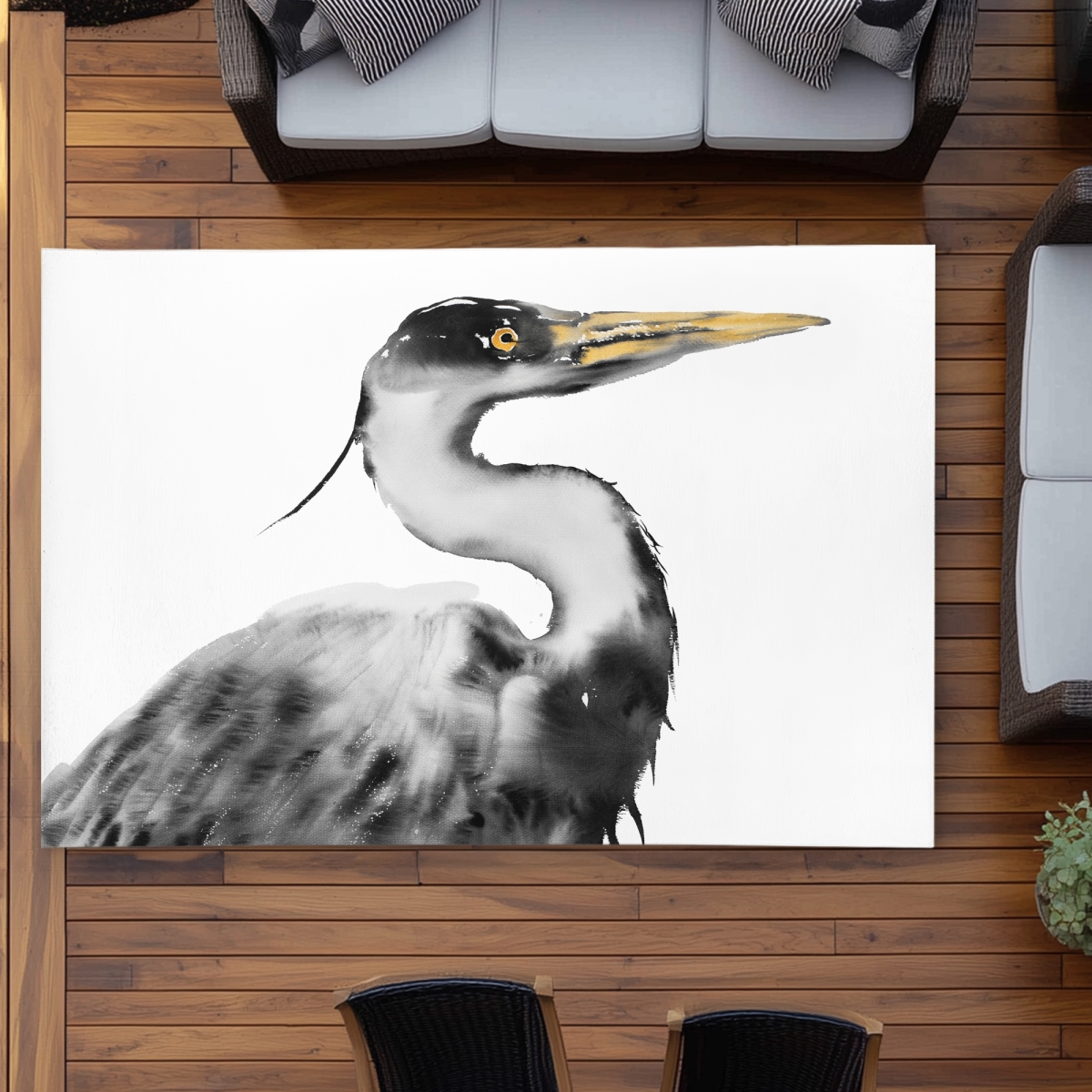 C1ROAR57EJLWPC 5 x 7 ft. Great Heron Gray Outdoor Area Rug - Stylish Home Decor - Rectangle