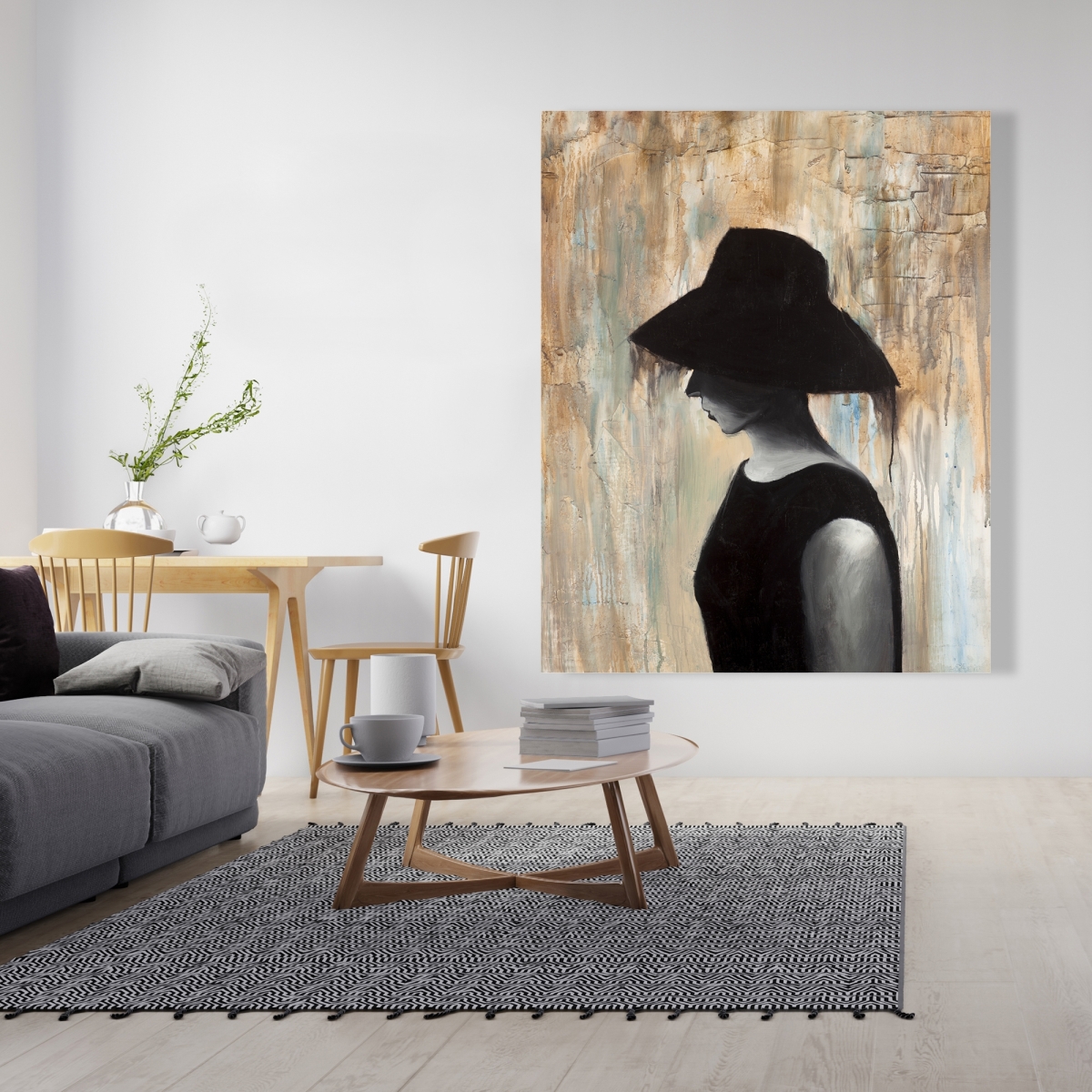 C1RC4860INQ6BF 48 x 60 in. Audrey Hepburn with Big Hat - Contemporary Canvas Art - Decor