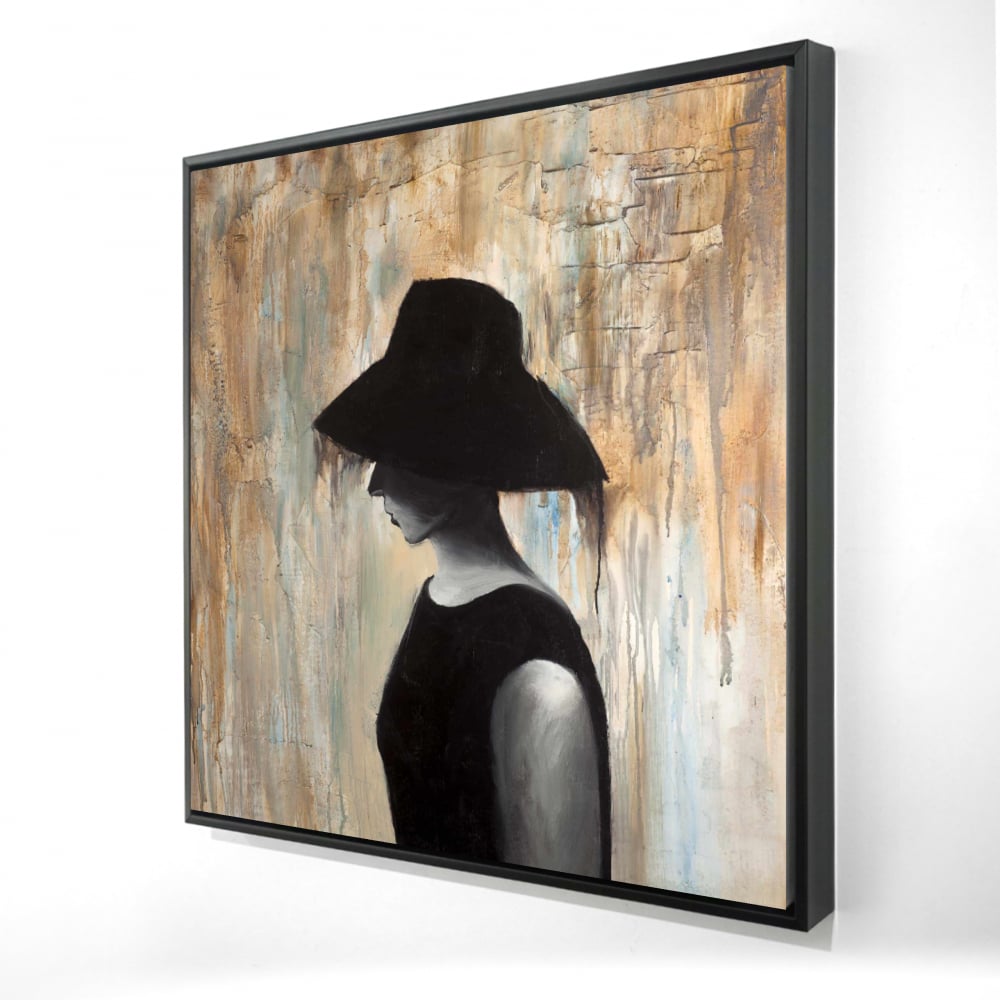 2081-3636-FI18 36 x 36 in. Audrey Hepburn with Big Hat - Contemporary Figurative Canvas